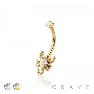 316L SURGICAL STEEL TOP CZ WITH CZ SCORPION EYEBROW (CURVED BARBELL)